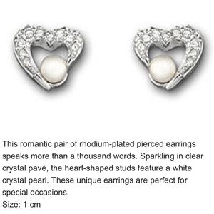 Swarovski heart & pearl earrings